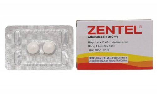 Thuốc tẩy giun Zentel có giá bán là 13.500 VNĐ/hộp (2 viên).