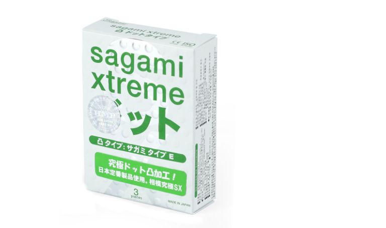 Bao cao su Sagami Xtreme White là bao cao su có thiết kế hạt gai và gân trên bề mặt, giúp tạo cảm giác mới lạ khi giao hợp.