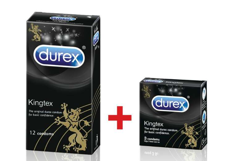 Hình ảnh bao cao su Durex Kinhtex loại 12 cái/hộp và loại 3 cái/hộp.