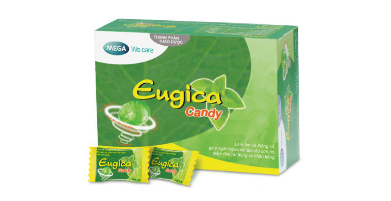 Eugica Candy là viên thuốc ngậm giúp giảm đau họng do viêm.