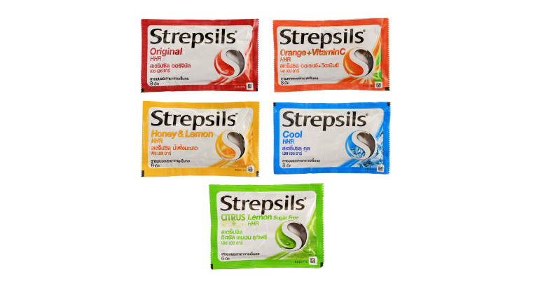 Thuốc ngậm Strepsils có tác dụng làm giảm đau rát họng, kháng khuẩn, dịu mát cổ họng,...