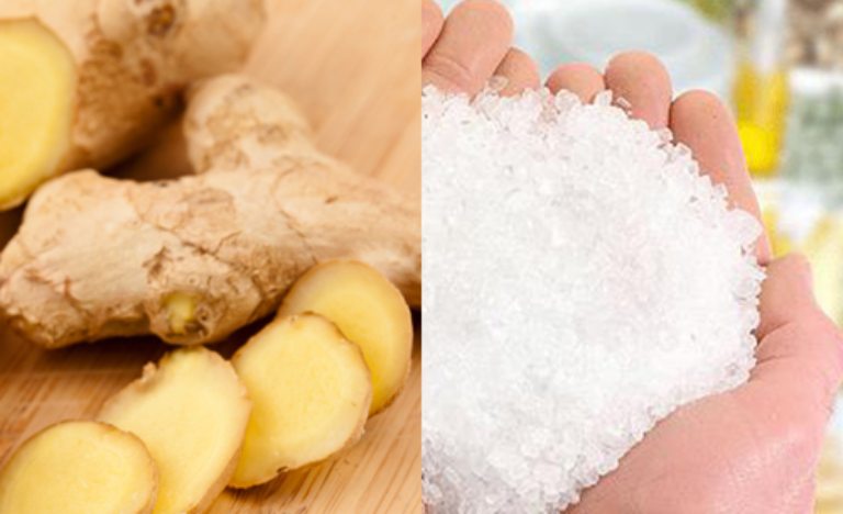 Gừng tươi có thể sử dụng kết hợp với muối để chữa hắc lào