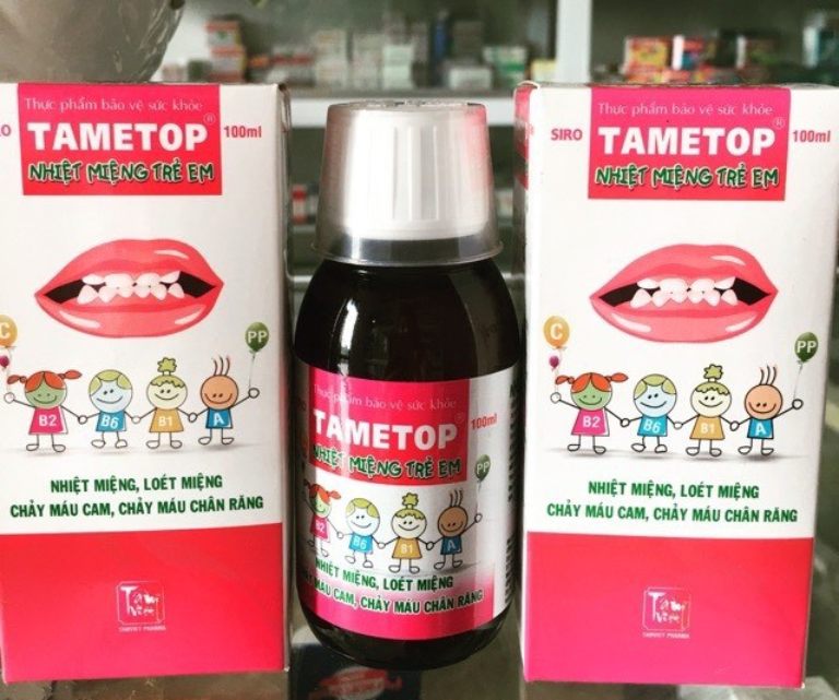 Tametop Siro là thực phẩm chức năng hỗ trợ điều trị nhiệt miệng cho trẻ em