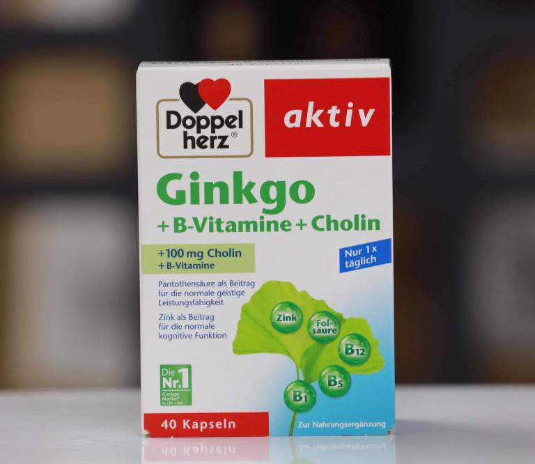 Viên uống bổ não Doppelherz Aktiv Ginkgo + Vitamin B + Cholin của Đức